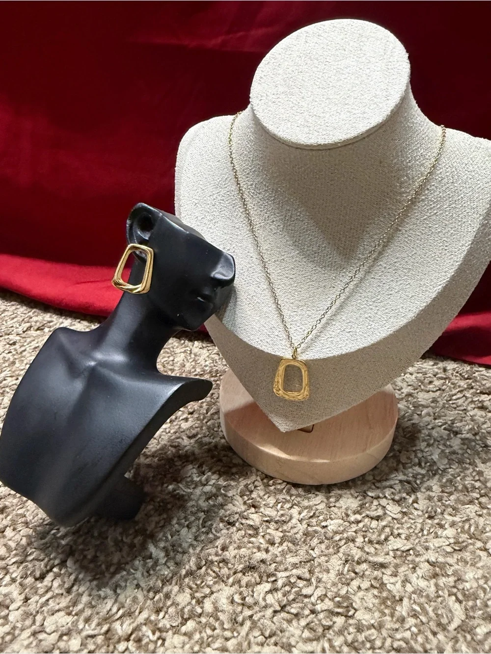 Gold-Tone Geometric Pendant Necklace and Earring Set